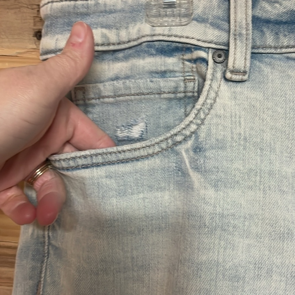 Eunina size 15 tobi super high rise distress mom Jean crop light wash no stretch - Picture 2 of 13